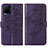 Custodia Portafoglio In Pelle Farfalla Cover con Supporto Y01B per Vivo Y32 4G Viola