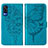 Custodia Portafoglio In Pelle Farfalla Cover con Supporto Y01B per Vivo Y51A Blu