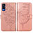 Custodia Portafoglio In Pelle Farfalla Cover con Supporto Y01B per Vivo Y51A Oro Rosa