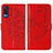 Custodia Portafoglio In Pelle Farfalla Cover con Supporto Y01B per Vivo Y51A Rosso