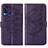 Custodia Portafoglio In Pelle Farfalla Cover con Supporto Y01B per Vivo Y51A Viola