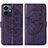 Custodia Portafoglio In Pelle Farfalla Cover con Supporto Y01B per Vivo Y77 5G Viola