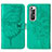 Custodia Portafoglio In Pelle Farfalla Cover con Supporto Y01B per Xiaomi Mi 10S 5G Verde