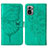 Custodia Portafoglio In Pelle Farfalla Cover con Supporto Y01B per Xiaomi Redmi Note 11 SE India 4G Verde