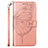 Custodia Portafoglio In Pelle Farfalla Cover con Supporto Y02B per Samsung Galaxy F02S SM-E025F Oro Rosa