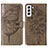 Custodia Portafoglio In Pelle Farfalla Cover con Supporto Y06B per Samsung Galaxy S21 FE 5G Bronze
