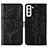 Custodia Portafoglio In Pelle Farfalla Cover con Supporto Y06B per Samsung Galaxy S22 5G Nero