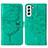 Custodia Portafoglio In Pelle Farfalla Cover con Supporto Y06B per Samsung Galaxy S23 Plus 5G Verde