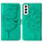 Custodia Portafoglio In Pelle Farfalla Cover con Supporto Y06B per Samsung Galaxy S24 5G Verde