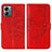 Custodia Portafoglio In Pelle Farfalla Cover con Supporto YB1 per Motorola Moto G14 Rosso