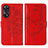 Custodia Portafoglio In Pelle Farfalla Cover con Supporto YB1 per Oppo Reno8 T 4G Rosso