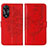 Custodia Portafoglio In Pelle Farfalla Cover con Supporto YB2 per Oppo A78 5G Rosso