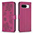 Custodia Portafoglio In Pelle Fiori Cover con Supporto BF1 per Google Pixel 8 5G Rosa Caldo