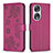 Custodia Portafoglio In Pelle Fiori Cover con Supporto BF1 per Huawei Honor 90 5G Rosa Caldo