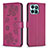 Custodia Portafoglio In Pelle Fiori Cover con Supporto BF1 per Huawei Honor X6a Rosa Caldo