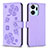 Custodia Portafoglio In Pelle Fiori Cover con Supporto BF1 per Huawei Honor X7a Viola