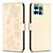 Custodia Portafoglio In Pelle Fiori Cover con Supporto BF1 per Huawei Honor X8b Oro