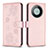 Custodia Portafoglio In Pelle Fiori Cover con Supporto BF1 per Huawei Mate 60 Oro Rosa