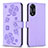 Custodia Portafoglio In Pelle Fiori Cover con Supporto BF1 per Oppo A58 5G Viola