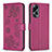 Custodia Portafoglio In Pelle Fiori Cover con Supporto BF1 per Oppo A98 5G Rosa Caldo