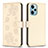 Custodia Portafoglio In Pelle Fiori Cover con Supporto BF1 per Xiaomi Poco F5 5G Oro