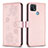 Custodia Portafoglio In Pelle Fiori Cover con Supporto BF2 per Oppo A15 Oro Rosa