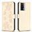 Custodia Portafoglio In Pelle Fiori Cover con Supporto BF2 per Xiaomi Redmi K60 5G Oro