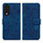 Custodia Portafoglio In Pelle Fiori Cover con Supporto HF1 per Huawei Honor 90 5G Blu