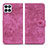 Custodia Portafoglio In Pelle Fiori Cover con Supporto HF1 per Huawei Honor X6a Rosa Caldo