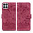 Custodia Portafoglio In Pelle Fiori Cover con Supporto HF1 per Huawei Honor X6a Rosso