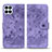 Custodia Portafoglio In Pelle Fiori Cover con Supporto HF1 per Huawei Honor X6a Viola