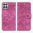 Custodia Portafoglio In Pelle Fiori Cover con Supporto HF1 per Huawei Honor X8b Rosa Caldo