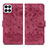 Custodia Portafoglio In Pelle Fiori Cover con Supporto HF1 per Huawei Honor X8b Rosso