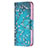 Custodia Portafoglio In Pelle Fiori Cover con Supporto L01 per Apple iPhone 14 Ciano