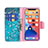 Custodia Portafoglio In Pelle Fiori Cover con Supporto L01 per Apple iPhone 14 Ciano