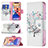 Custodia Portafoglio In Pelle Fiori Cover con Supporto L01 per Apple iPhone 14 Multicolore