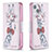 Custodia Portafoglio In Pelle Fiori Cover con Supporto L01 per Apple iPhone 14 Plus Rosa