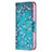 Custodia Portafoglio In Pelle Fiori Cover con Supporto L01 per Apple iPhone 15 Ciano