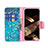 Custodia Portafoglio In Pelle Fiori Cover con Supporto L01 per Apple iPhone 15 Ciano