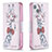 Custodia Portafoglio In Pelle Fiori Cover con Supporto L01 per Apple iPhone 15 Plus Rosa