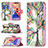 Custodia Portafoglio In Pelle Fiori Cover con Supporto L02 per Apple iPhone 14 Multicolore