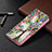 Custodia Portafoglio In Pelle Fiori Cover con Supporto L02 per Apple iPhone 15 Multicolore