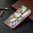 Custodia Portafoglio In Pelle Fiori Cover con Supporto L02 per Apple iPhone 15 Multicolore