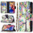 Custodia Portafoglio In Pelle Fiori Cover con Supporto L03 per Apple iPhone 13 Multicolore