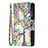 Custodia Portafoglio In Pelle Fiori Cover con Supporto L03 per Apple iPhone 13 Multicolore