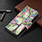 Custodia Portafoglio In Pelle Fiori Cover con Supporto L03 per Apple iPhone 14 Multicolore