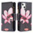 Custodia Portafoglio In Pelle Fiori Cover con Supporto L03 per Apple iPhone 14 Plus Marrone