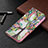 Custodia Portafoglio In Pelle Fiori Cover con Supporto L03 per Apple iPhone 14 Pro Max Multicolore