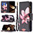 Custodia Portafoglio In Pelle Fiori Cover con Supporto L03 per Apple iPhone 15 Marrone