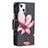 Custodia Portafoglio In Pelle Fiori Cover con Supporto L03 per Apple iPhone 15 Marrone